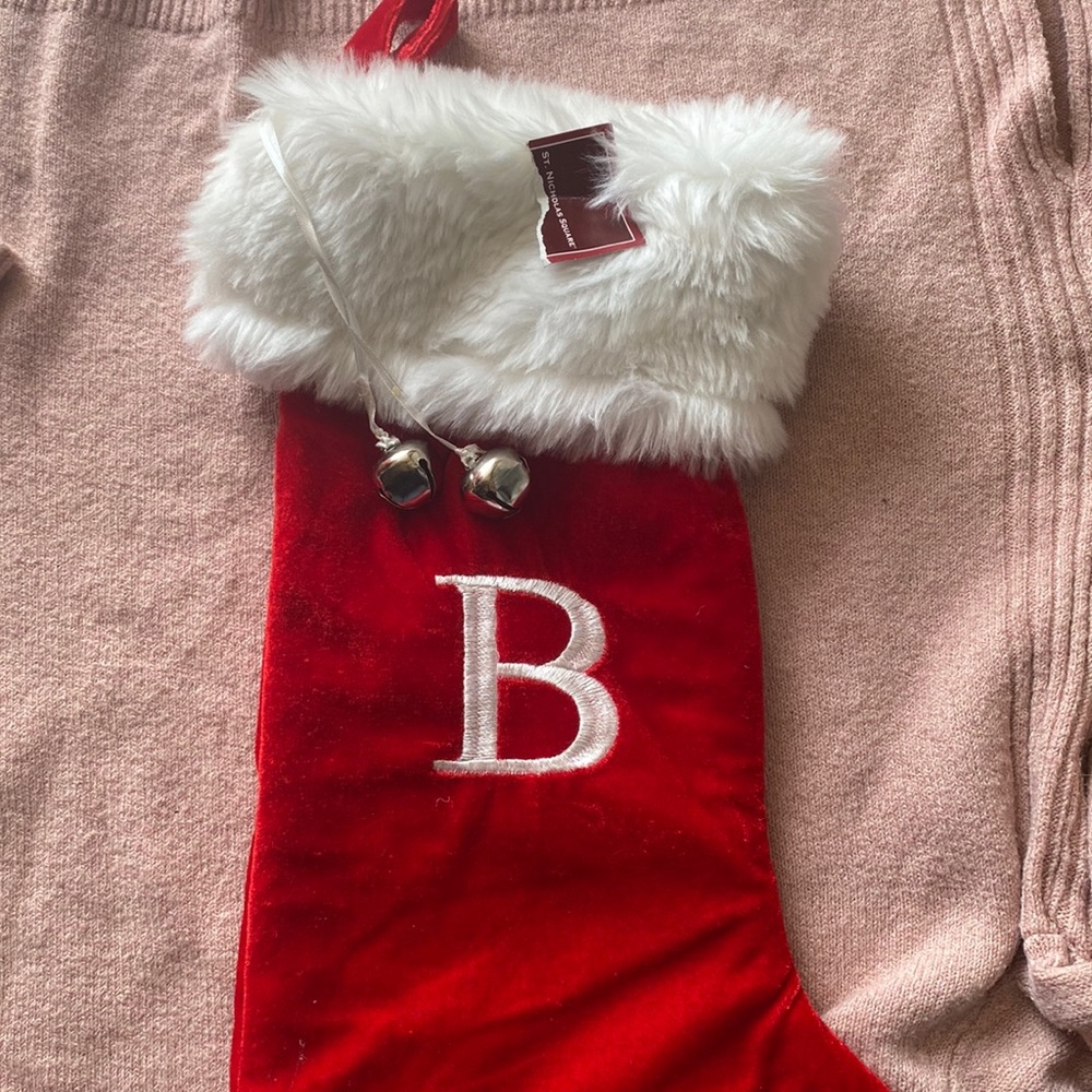 Monogram stocking with letter “B. CHRISTMAS